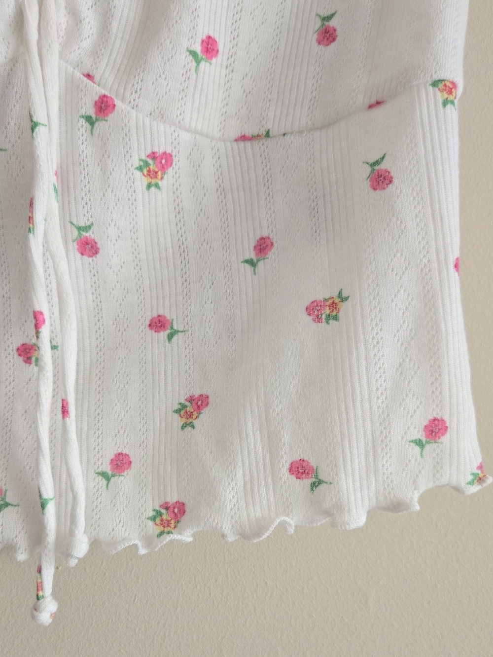 For Love And Lemons Blossom Pointelle Matching Set Pajama Top & Shorts White XS - Picture 10 of 16